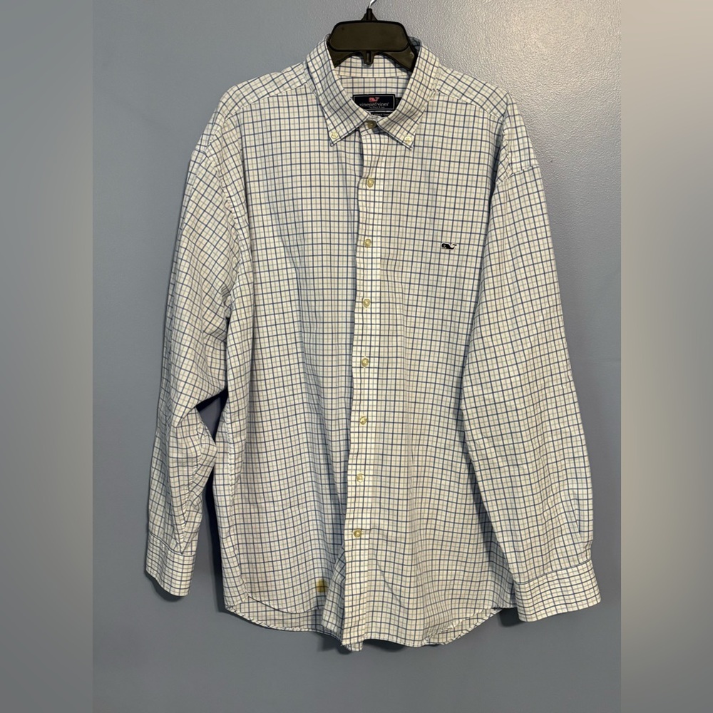 Men’s Vineyard Vines Classic Fit Whale Long Sleeved Button Up Shirt XXL EUC